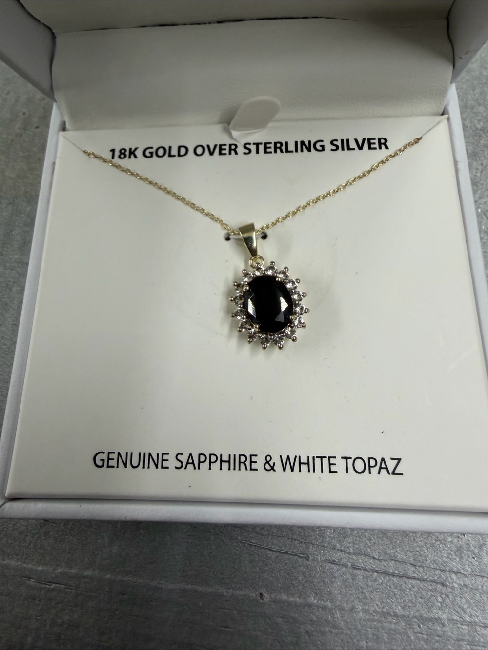 Macy's Gold-Tone Necklace with Black Sapphire and White Stones